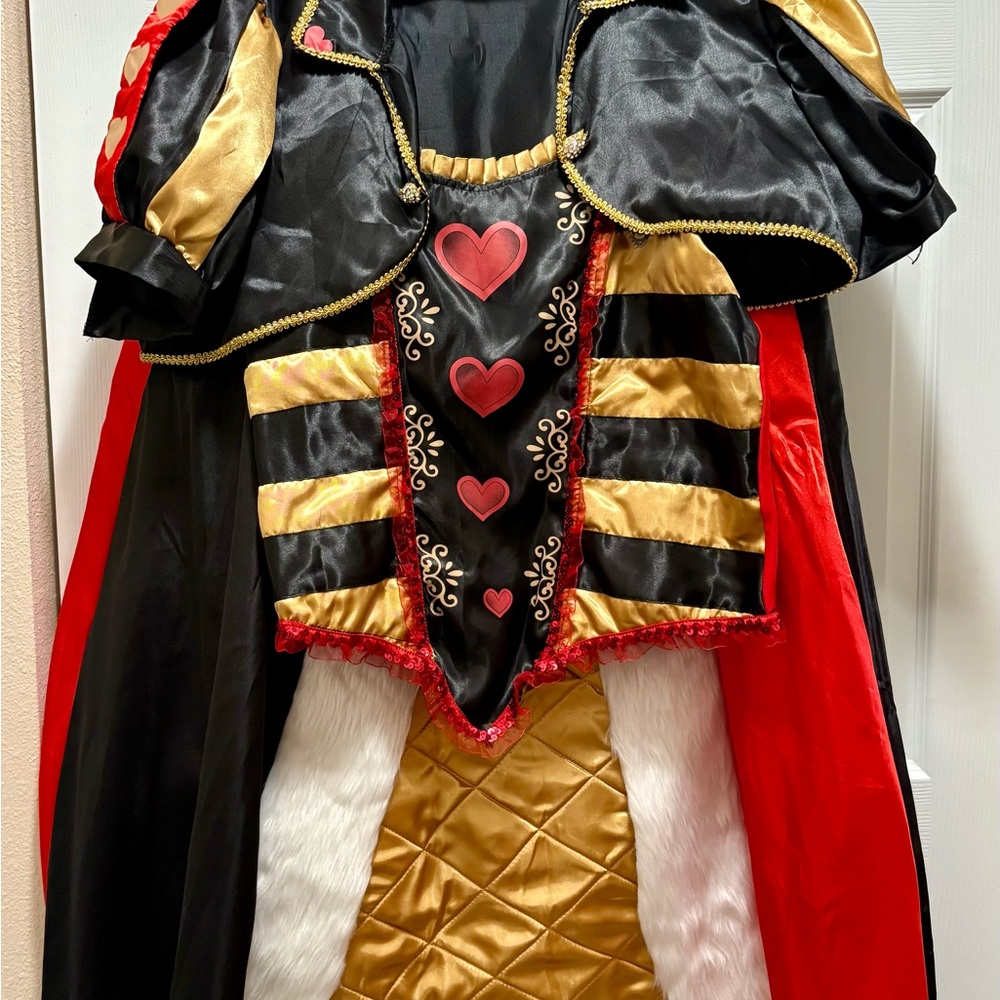 Queen of Hearts Inspired Costume Dress - Red, Black & Gold